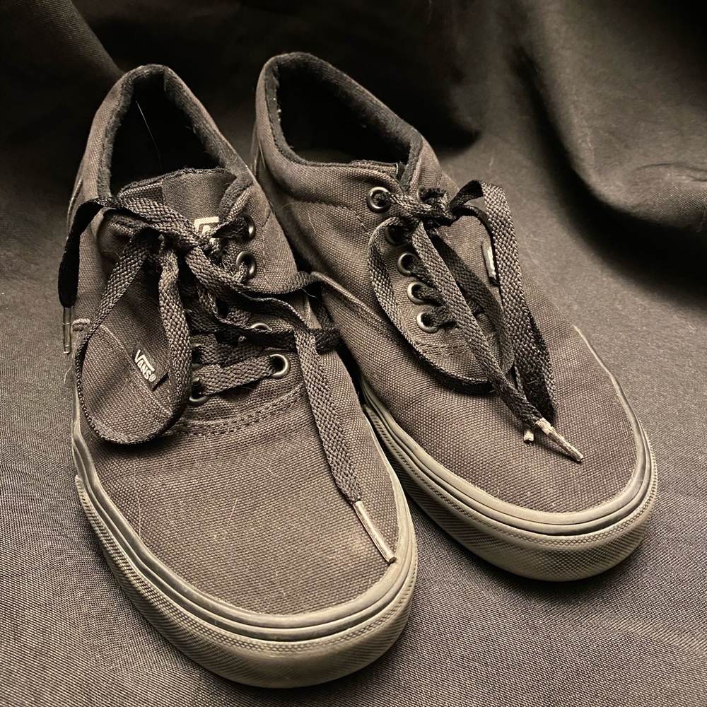 Vans-All Black with White‎ Logo-Size:8 Women’s